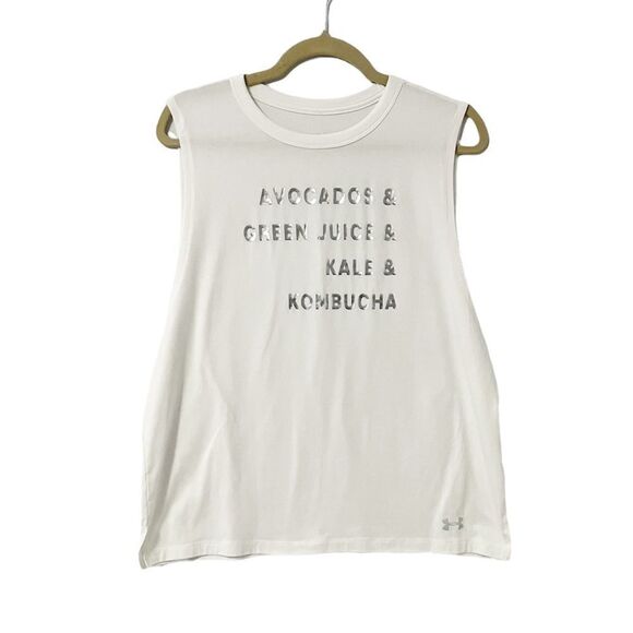 Under Armour Tops - Under Armour Graphic Tank Avocado Green Juice Kale White Size L